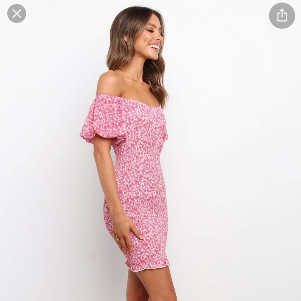 Petal & Pup Pink Off-Shoulder Mini Dress